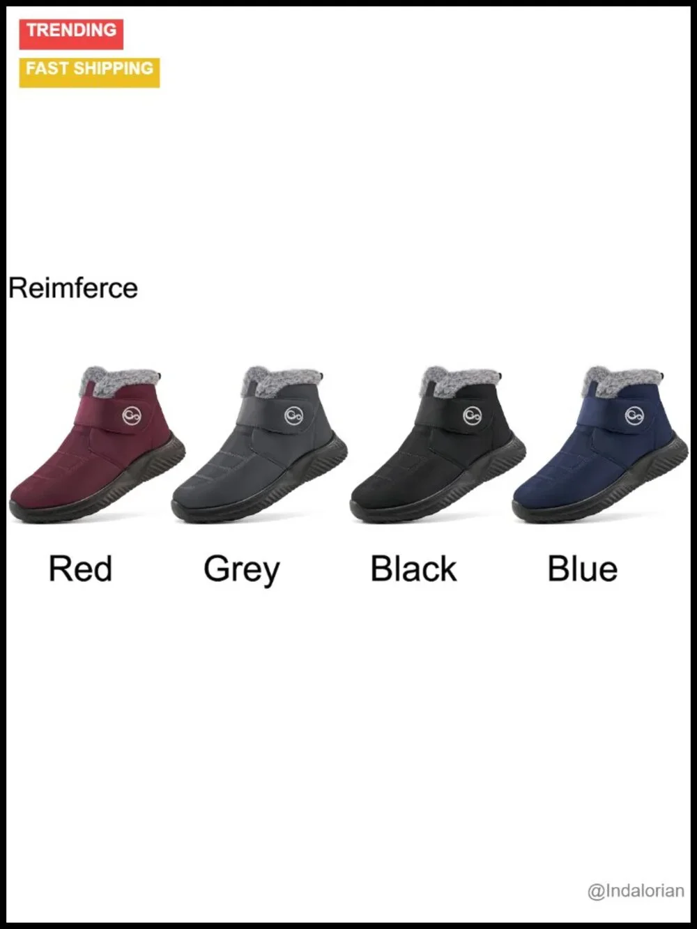 Waterproof Fur Lined Winter Snow Boots Hook & Loop Closure Non Slip